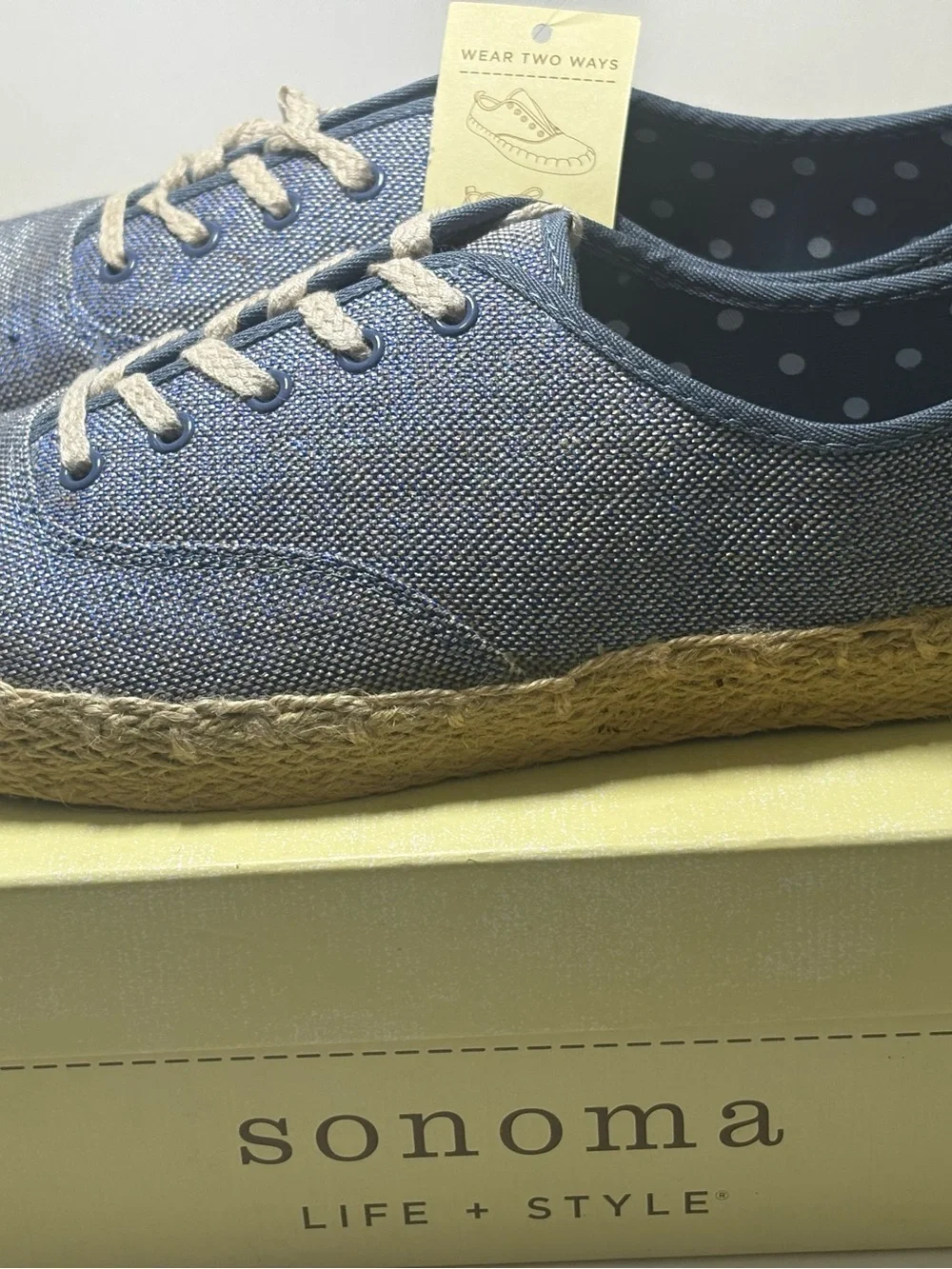 NWT Sonoma Life + Style Snaiden Blue Canvas Sneakers Espadrille Women’s  Sz 9.5